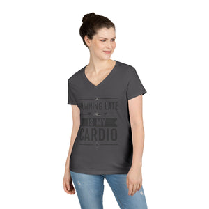 Running Late Is My Cardio Ladies' V-Neck T-Shirt