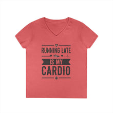 Load image into Gallery viewer, Running Late Is My Cardio Ladies&#39; V-Neck T-Shirt