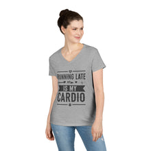 Load image into Gallery viewer, Running Late Is My Cardio Ladies&#39; V-Neck T-Shirt