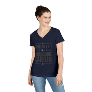 Running Late Is My Cardio Ladies' V-Neck T-Shirt