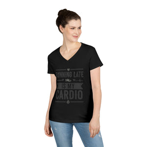 Running Late Is My Cardio Ladies' V-Neck T-Shirt